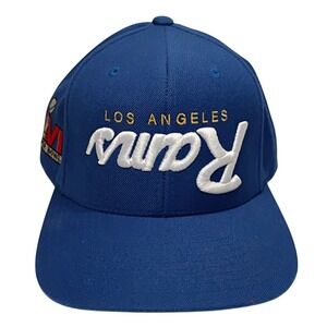 LA Rams Super Bowl LVI Script Flip Royal Blue Snapback Hat Adjustable Green UV